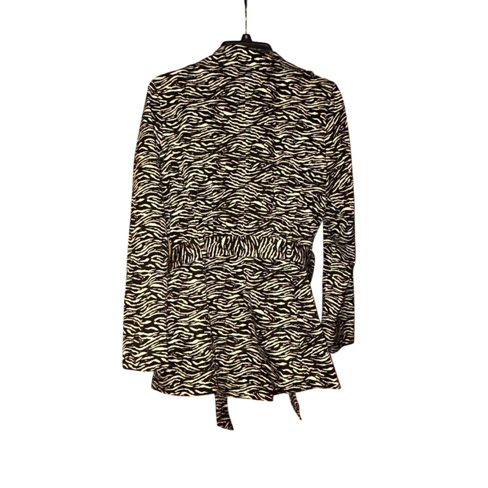Sandro Studio Zebra Print Trench Coat Jacket Women’s Medium Black White Belted - Picture 4 of 9